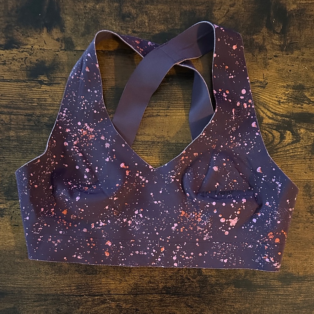 Women's Athleta Reversible Purple Splatter Sports Bra